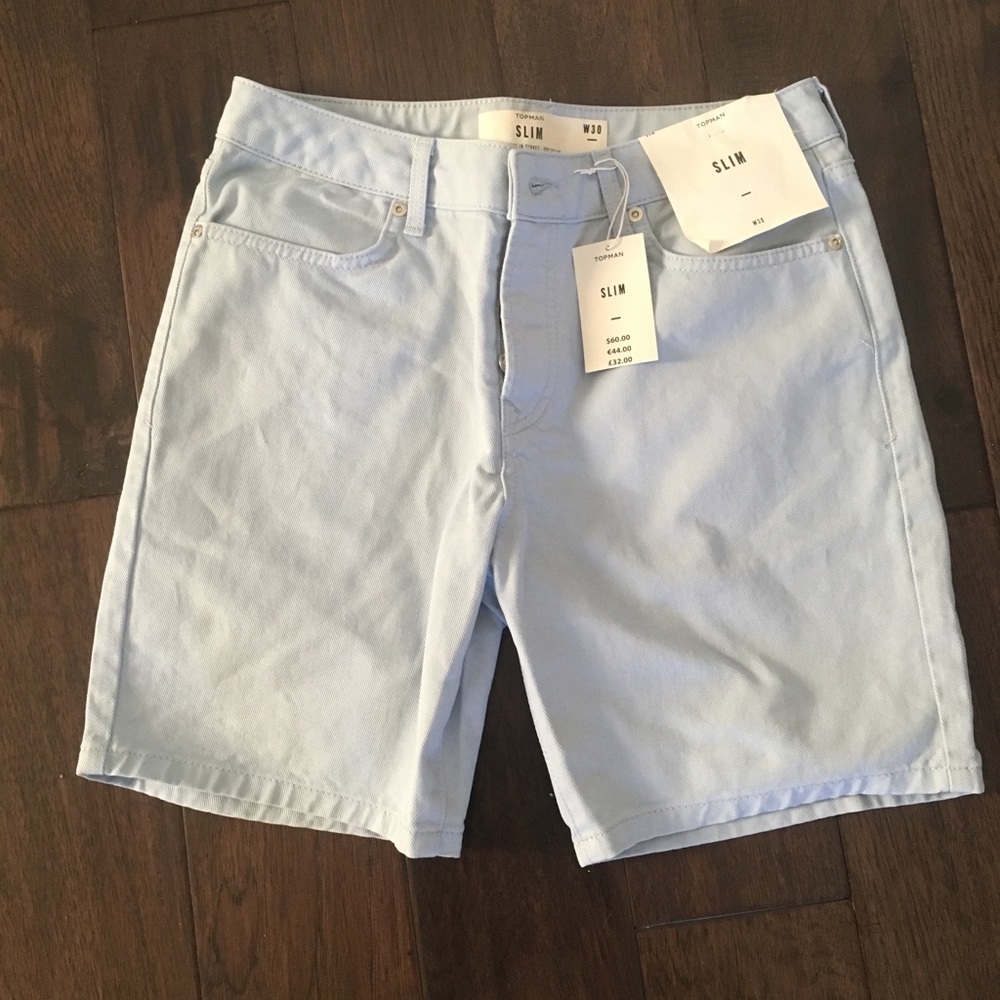 Topman light blue slim fit shorts 30